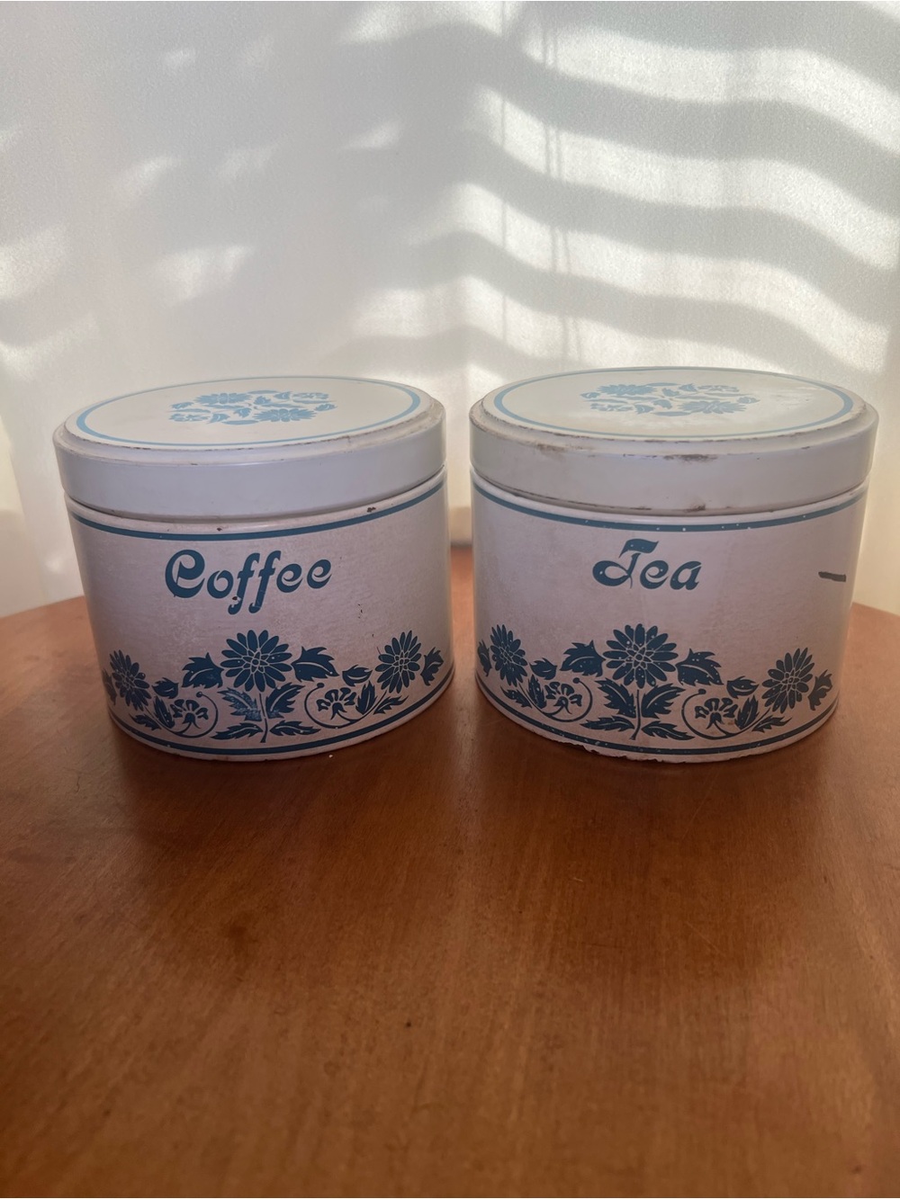 Vintage Blue Floral Coffee & Tea Canister Set